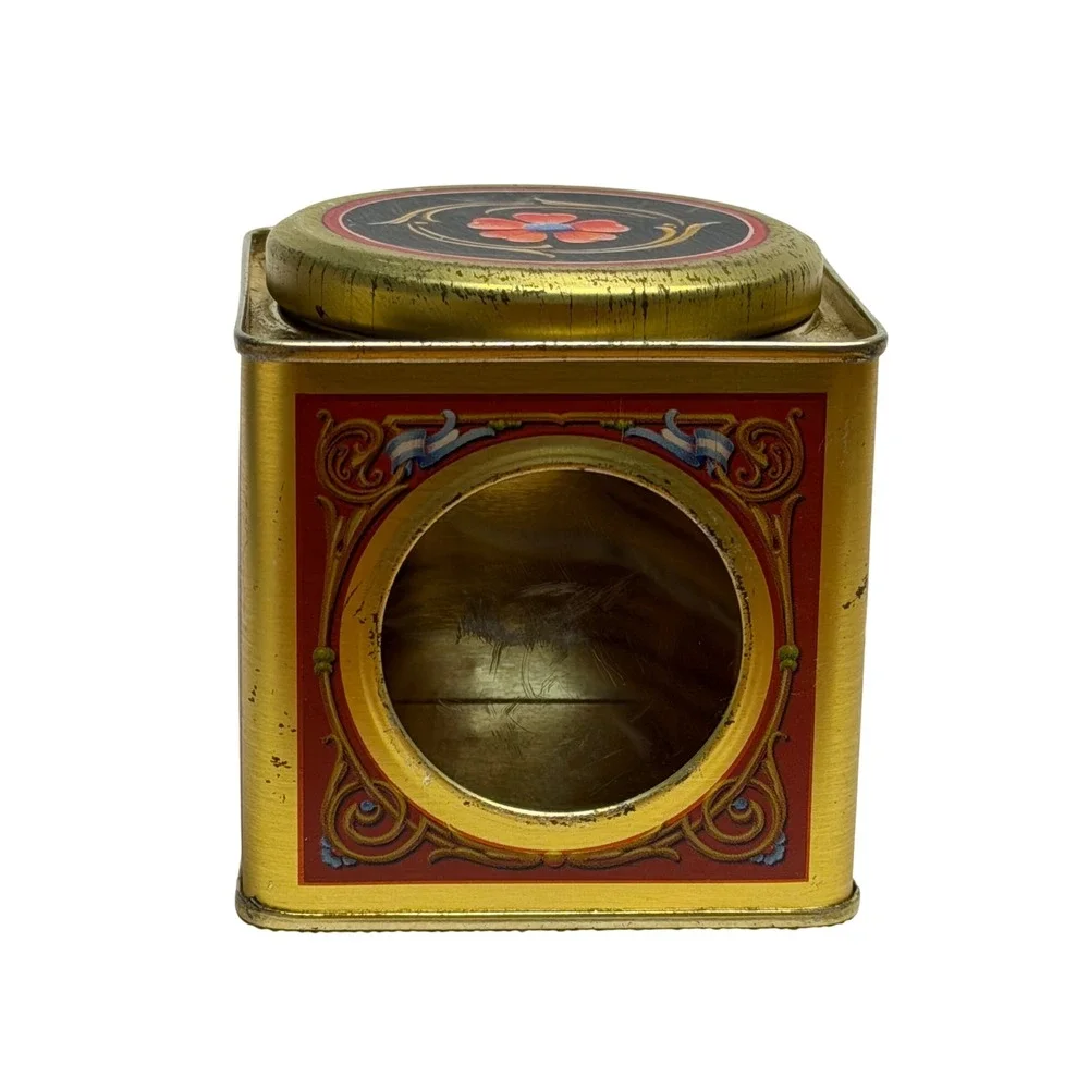 Vintage Artypol Argentina Metal‎ Tea Tin Gold Fileteado Cherub Fruit Decor
